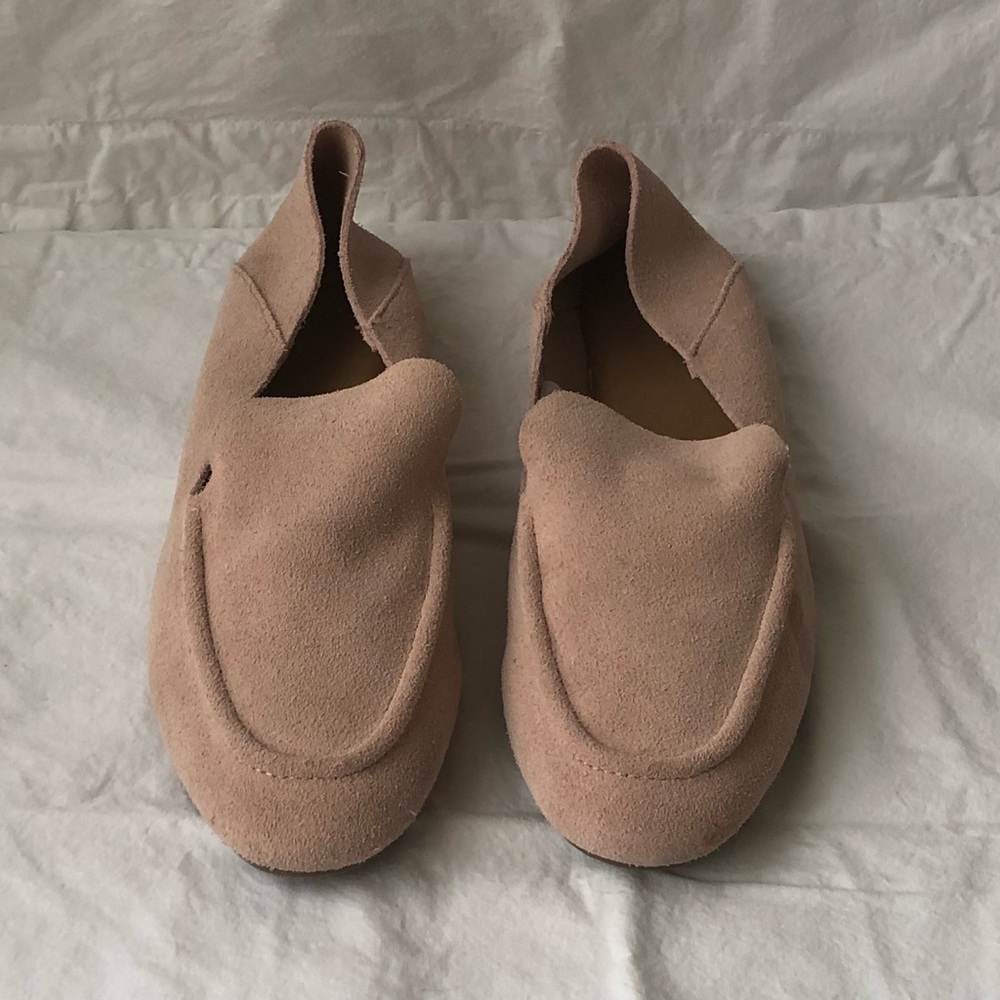 Blush faux suede ballet flats
